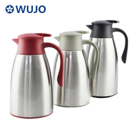 Wujo优质不锈钢粉红色玻璃灌装架咖啡壶