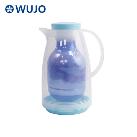 Wujo粉红色玻璃refill蓝色真空热那亚塑料茶咖啡壶