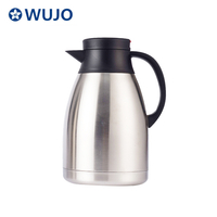 Wujo简单的银色真空绝缘茶瓶不锈钢热水瓶