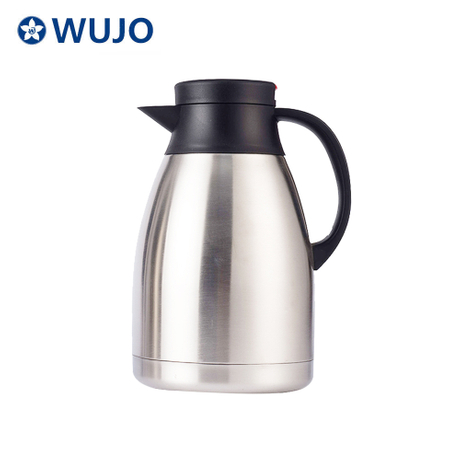 Wujo简单的银色真空绝缘茶瓶不锈钢热水瓶