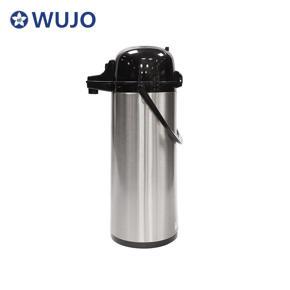 Wujo 1L 1.9L定制绝缘不锈钢真空抽真空泵送咖啡机场热水瓶