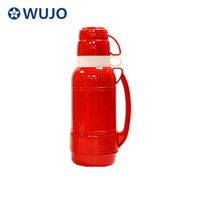 Wujo Red 1L 1.8升玻璃补充塑料热量，有2杯